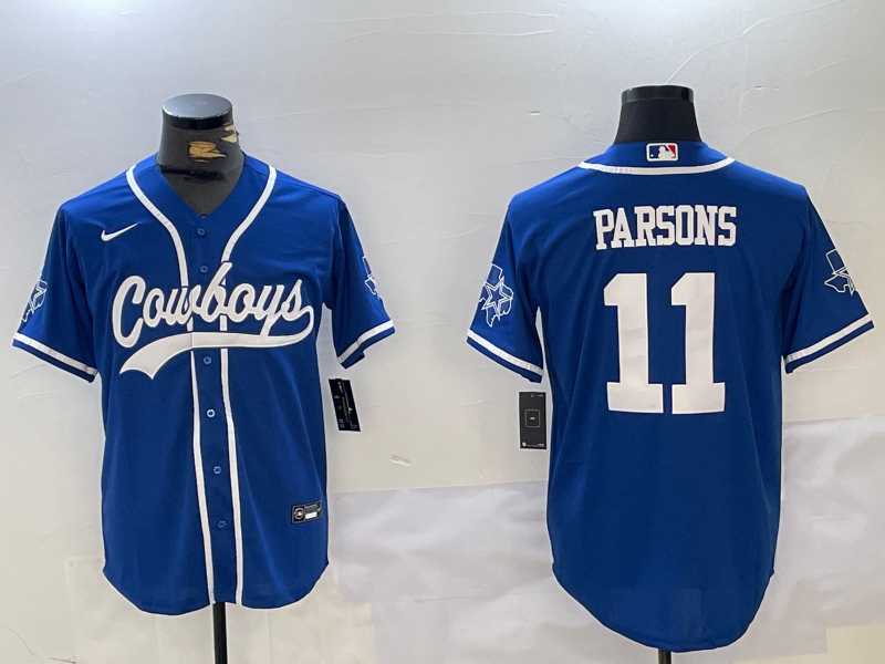 Men%27s Dallas Cowboys #11 Micah Parsons Light Blue Stitched Cool Base Nike Baseball Jersey->dallas cowboys->NFL Jersey